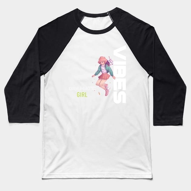 Dramatic Girl Vibes T-shirt, girl vibes sticker, girly cute anime designs for all ages, girl gift idea, emotions, girl power, women gift Baseball T-Shirt by AbsurdStore